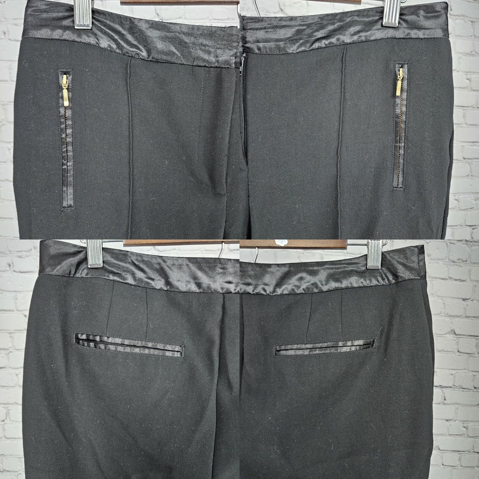 Vintage Chico's Black Mid Rise Satin Trim Tapered Ankle Pants Women's 1.5 10 32in Inseam 27in Modern City Preppy Pockets Stretch Easy Care Size 26" / US 2 / IT 38 - 8 Thumbnail