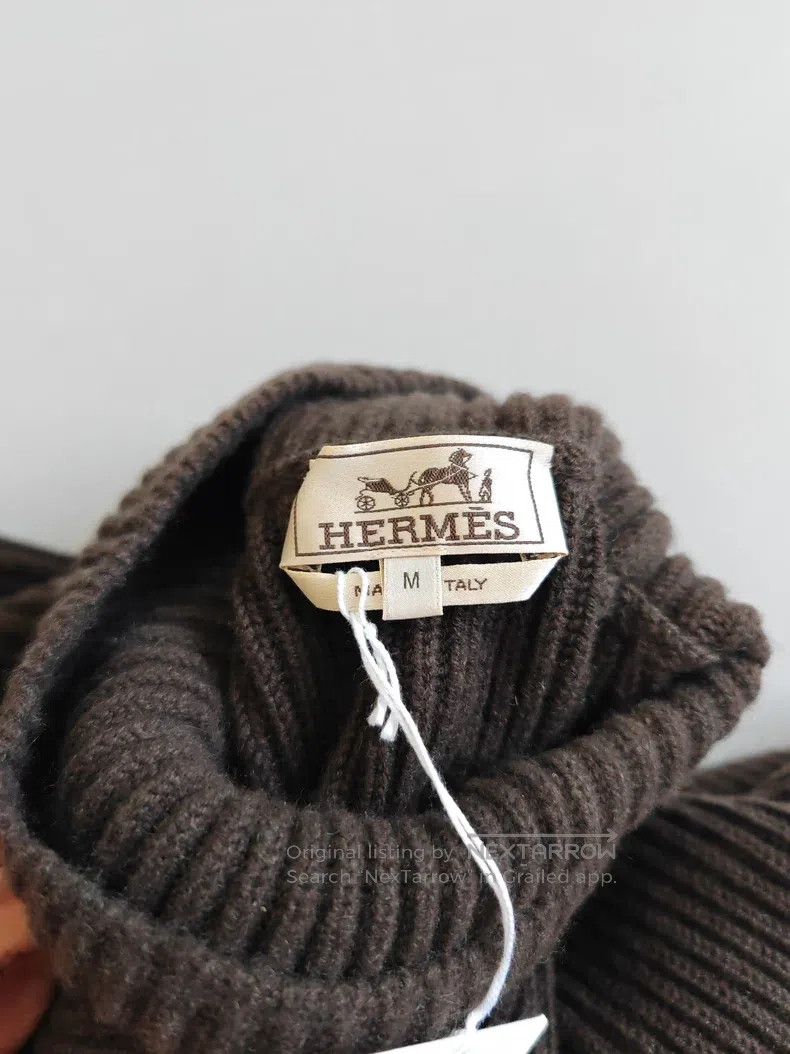 Hermes Hermes Double collar cashmere knitted sweater, dark brown, Size US M / EU 48-50 / 2 - 5 Thumbnail