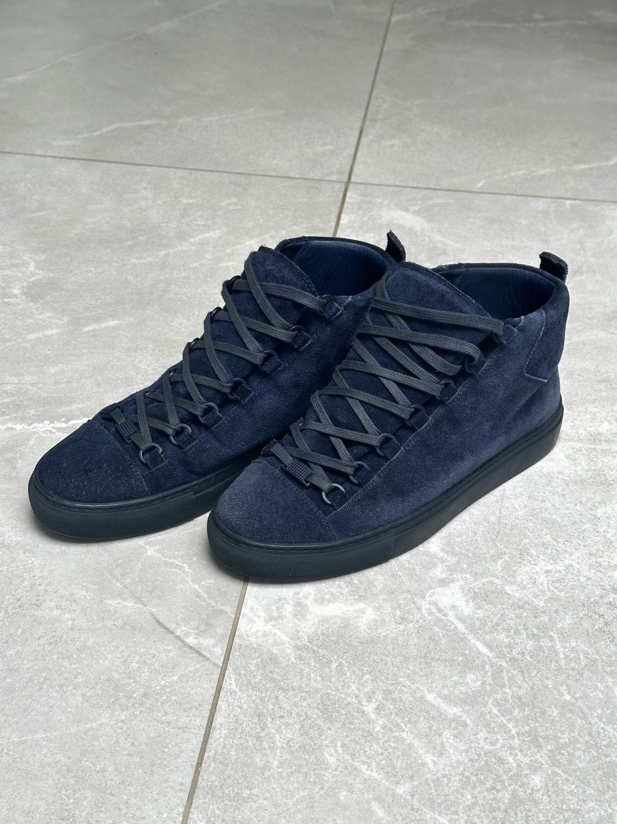Balenciaga Balenciaga Arena High Dark Blue / Navy Suede Leather 40 EU Size US 8.5 / EU 41-42 - 16 Thumbnail