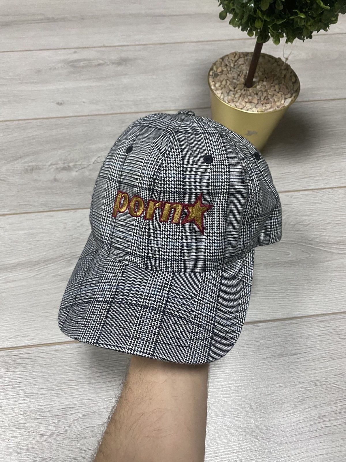 Vintage Pornstar flex fit big logo check mesh cap hat Size ONE SIZE - 1 Thumbnail