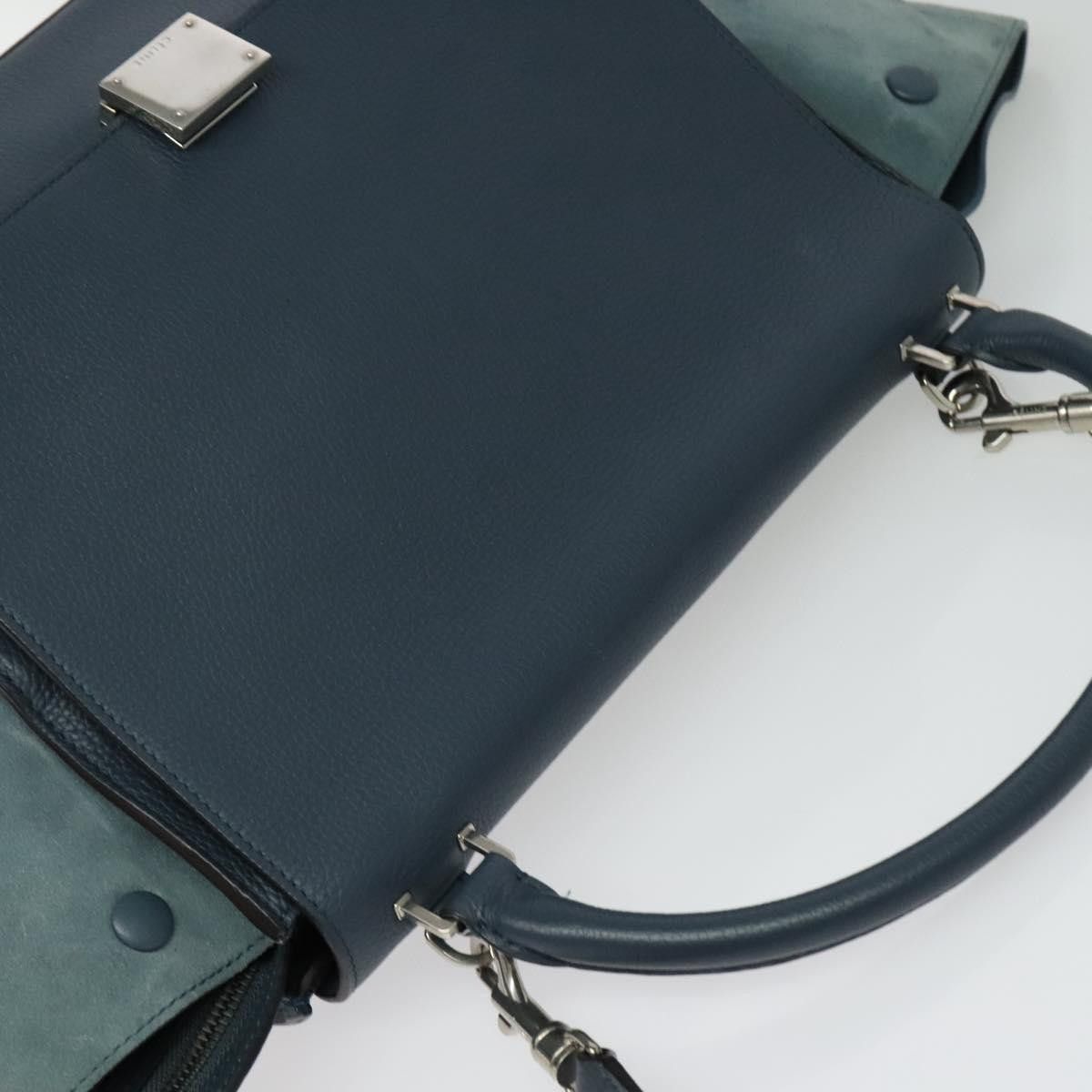 Celine CELINE Trapeze Hand Bag Leather Suede Blue Silver Size ONE SIZE - 6 Thumbnail