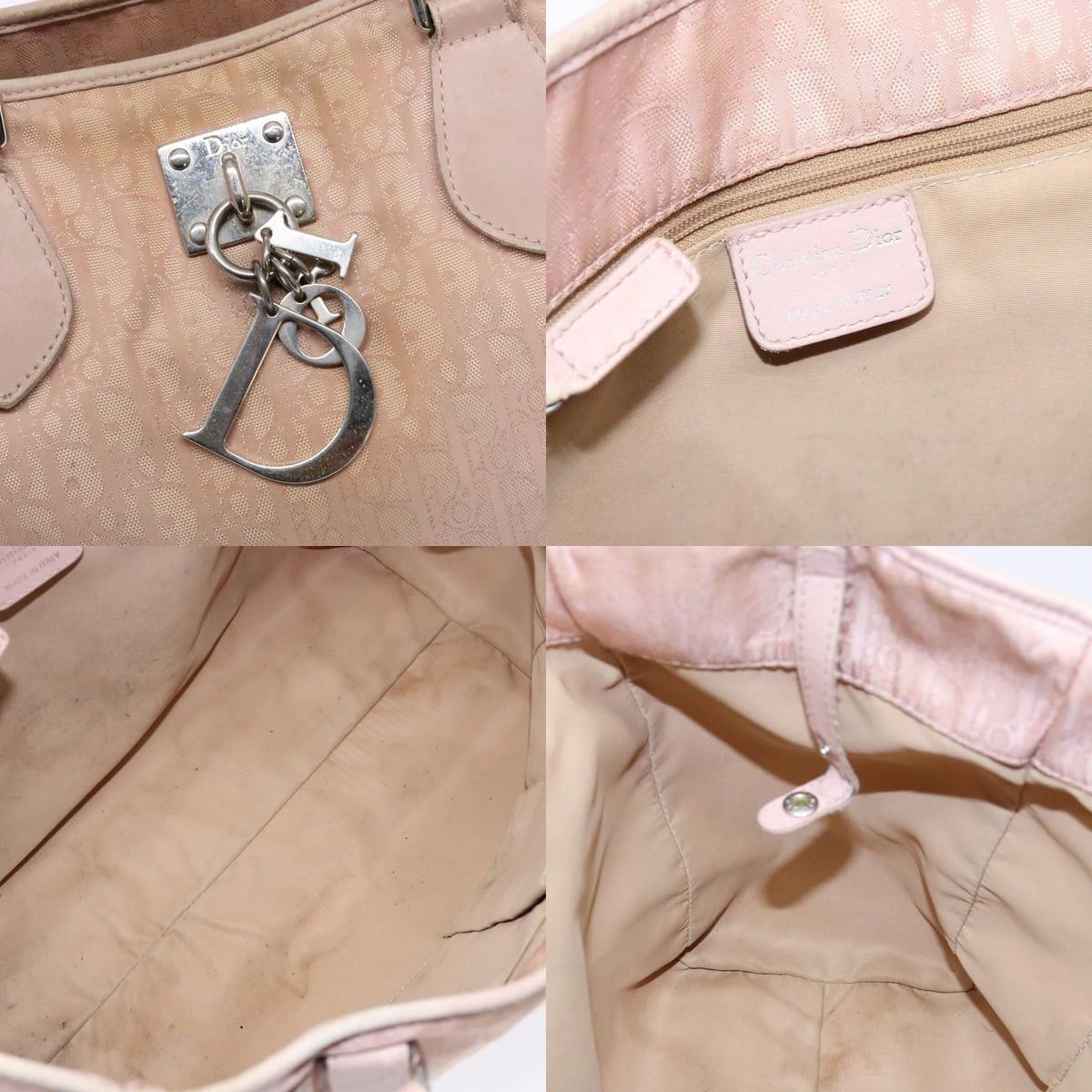 Dior DIOR Trotter Canvas Tote Bag Pink Silver Size ONE SIZE - 11 Thumbnail