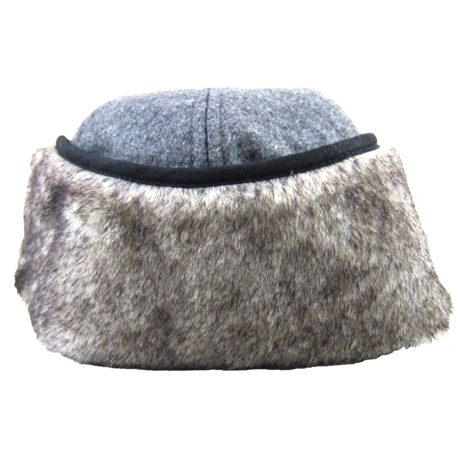 Vintage NWT Siggi Grey Wool Blend Faux Fur Ear Flap Brimmed Baseball Cap Hat Large Size ONE SIZE - 6 Thumbnail