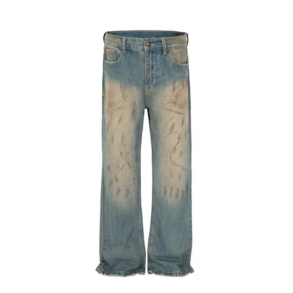 Japanese Brand × Vintage Handmade Distressed Mud Dyed Dirty Baggy Blue Jeans Size US 36 / EU 52 - 2 Thumbnail