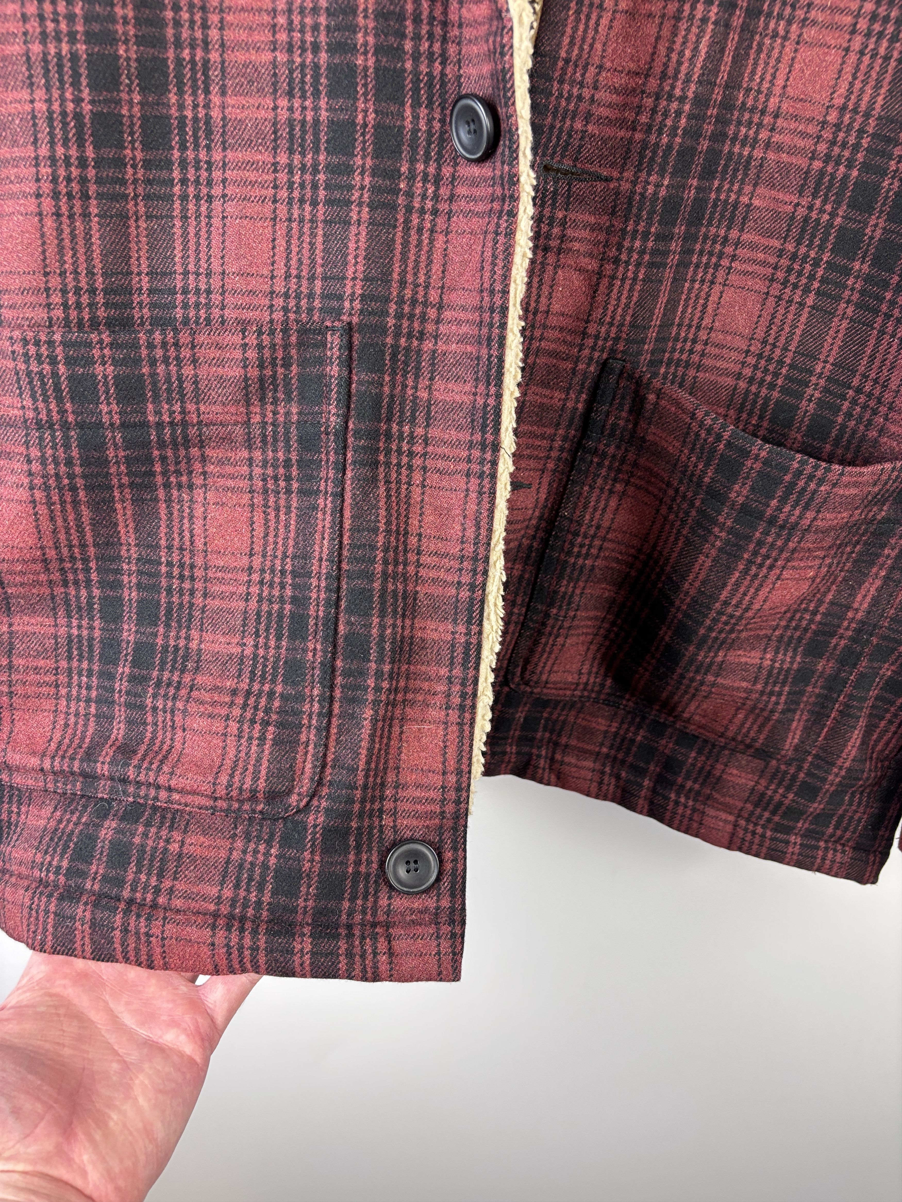 Nudie Jeans Nudie Jeans Mangan Lumber Wool Jacket Sherpa Red Black XL Size US XL / EU 56 / 4 - 11 Thumbnail