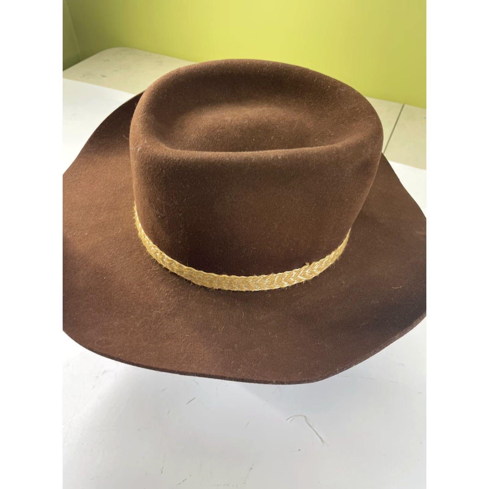 FELT American Hat Company Cowboy Hat Wool? Felt Brown Western 7 1/8 Mens Oval USA Mens Size ONE SIZE - 4 Thumbnail