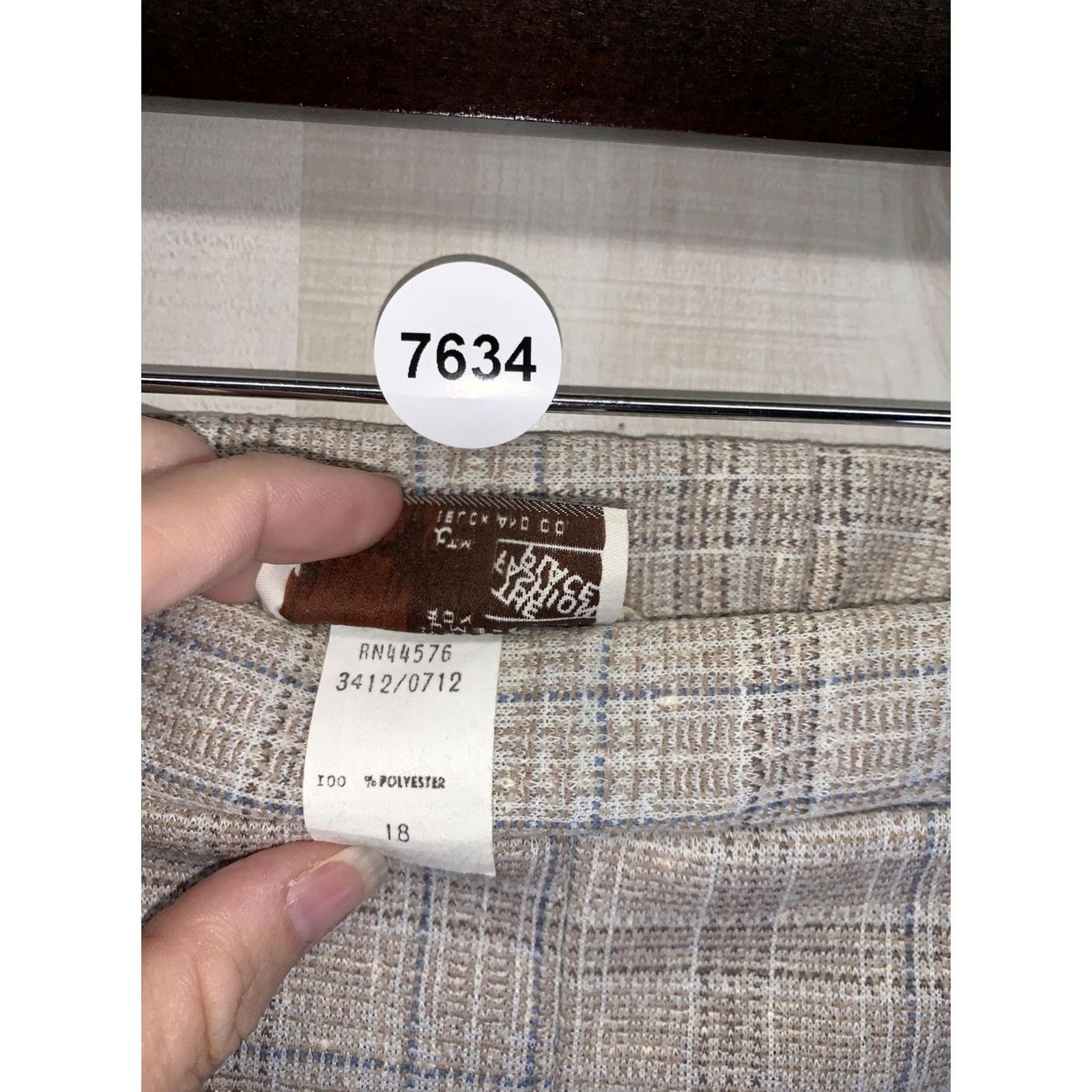 Vintage VINTAGE Sears Roebuck Womens Plaid Woven Pull On Pants 18 Beige 1970-80s Casual Womens Size 40" / US 18 - 3 Thumbnail