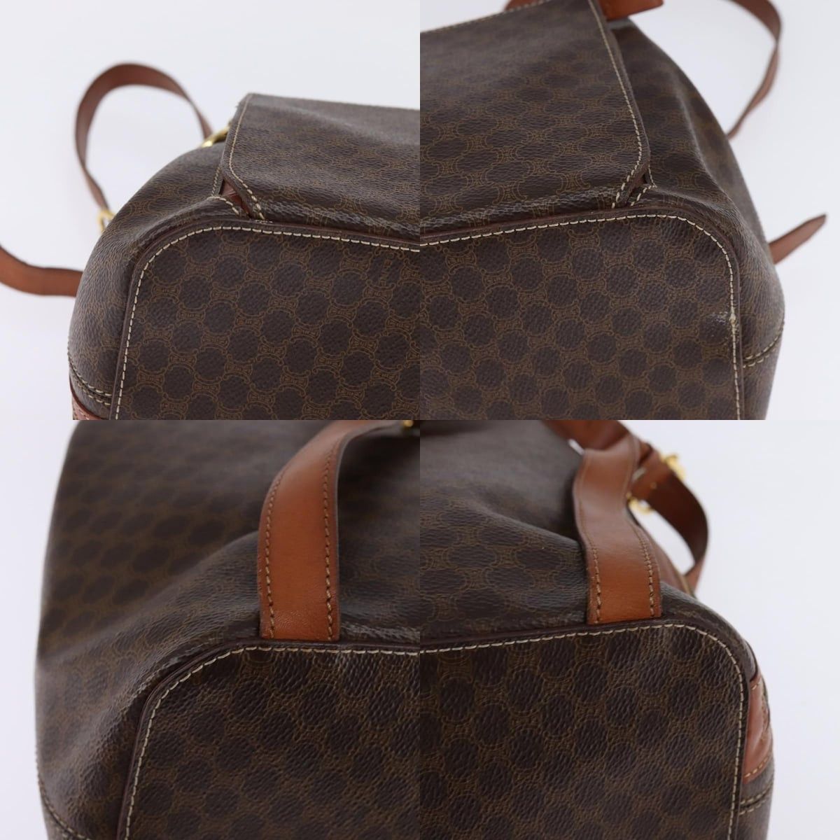 Celine CELINE Macadam Canvas Backpack Pvc Leather Brown Gold Size ONE SIZE - 10 Thumbnail