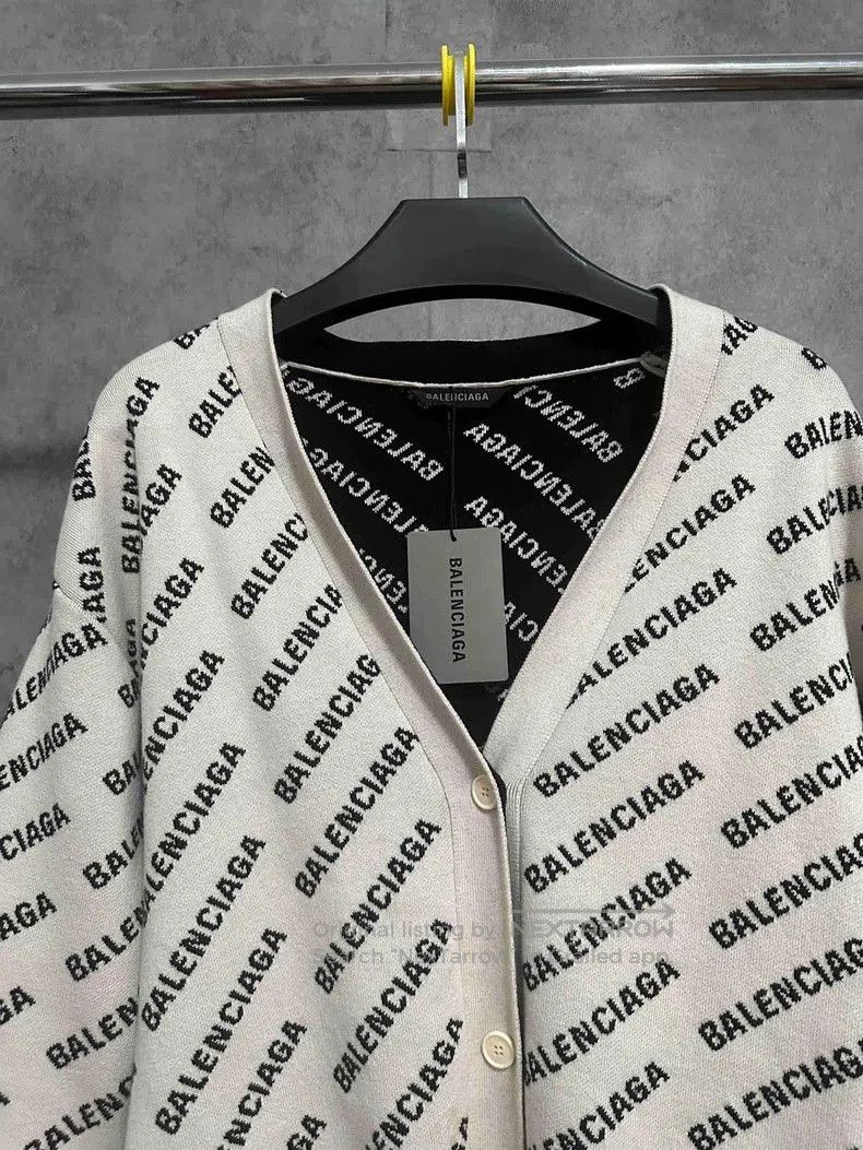 Balenciaga Balenciaga SS23 Logo Knit Cardigan White. Size US XXL / EU 58 / 5 - 2 Thumbnail