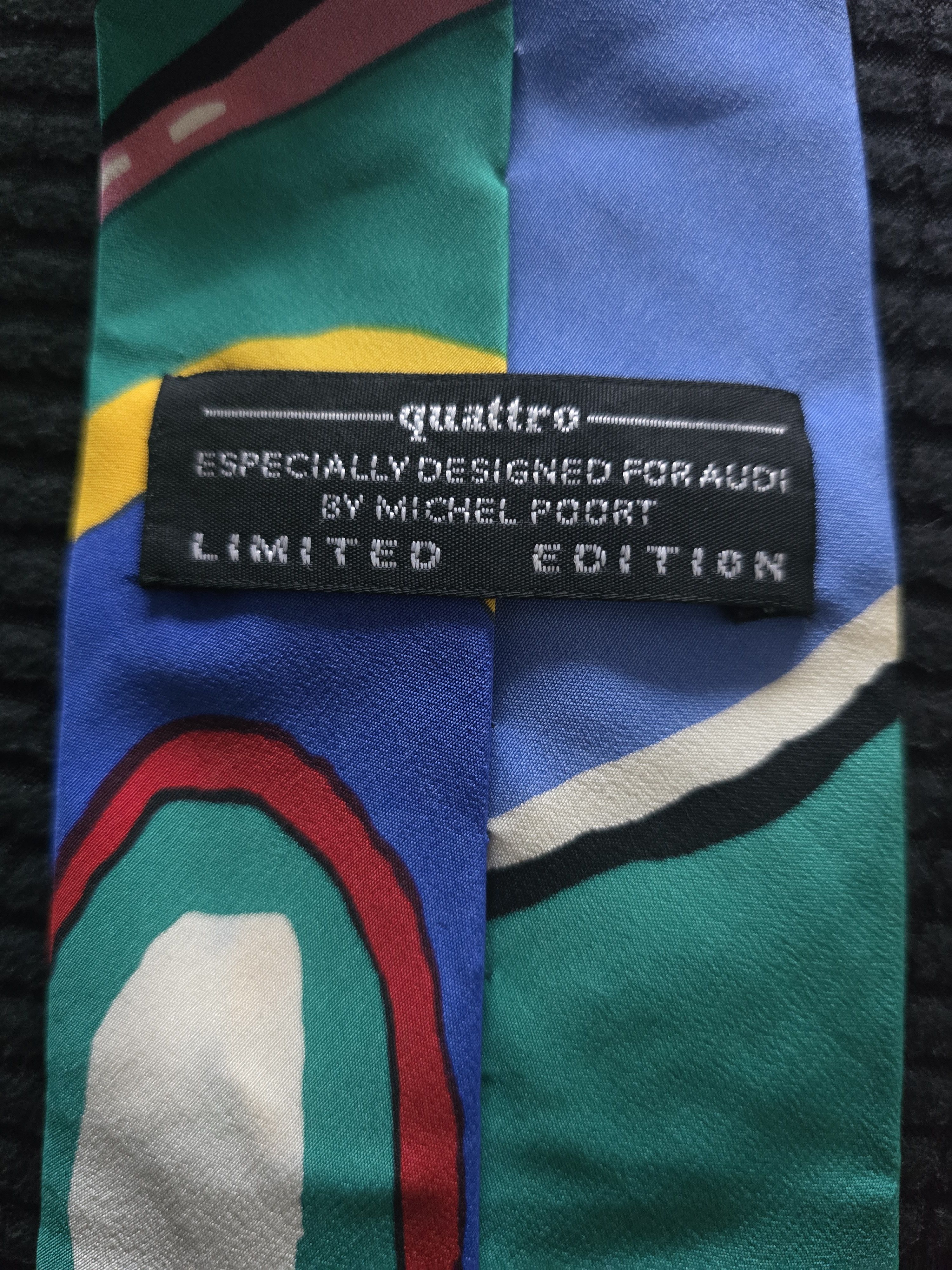 Other Rare 90s Audi Quattro Silk Tie Michel Poort Made in Como Size ONE SIZE - 2 Thumbnail