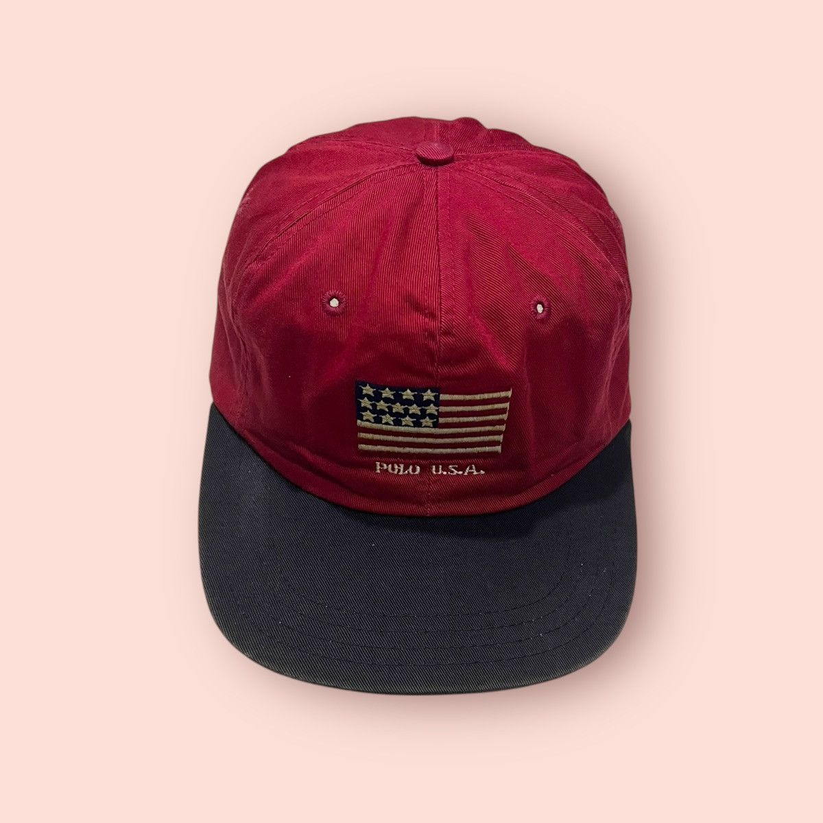 Polo Ralph Lauren × Ralph Lauren VINTAGE POLO USA EMBROIDERED FLAG LOGO STRAPBACK CAP Size ONE SIZE - 1 Thumbnail