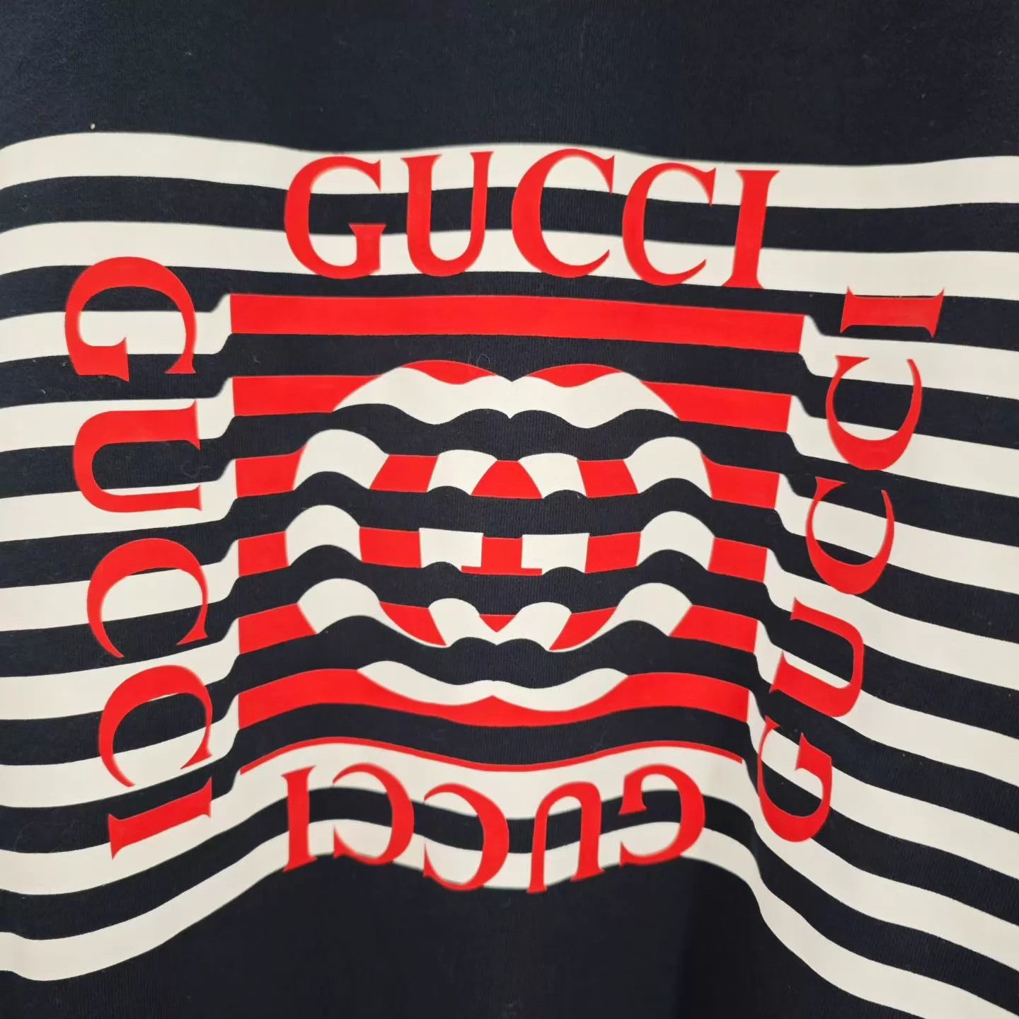 Gucci GUCCI Lido Printed Knit Crewneck Sweatshirt Men's Navy Blue Size US M / EU 48-50 / 2 - 5 Thumbnail