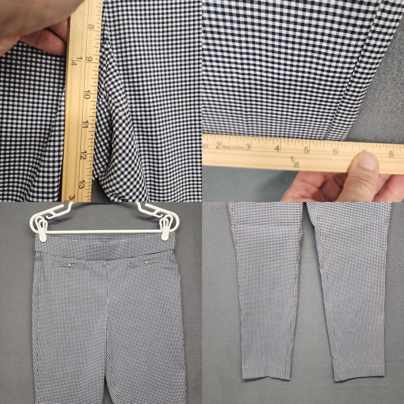 Anne Klein Anne Klein Pants Womens Size 8 Black Check Pull On Capri Crop Tapered Front Flat Inseam 26 in Womens Size 30" / US 8 / IT 44 - 8 Thumbnail