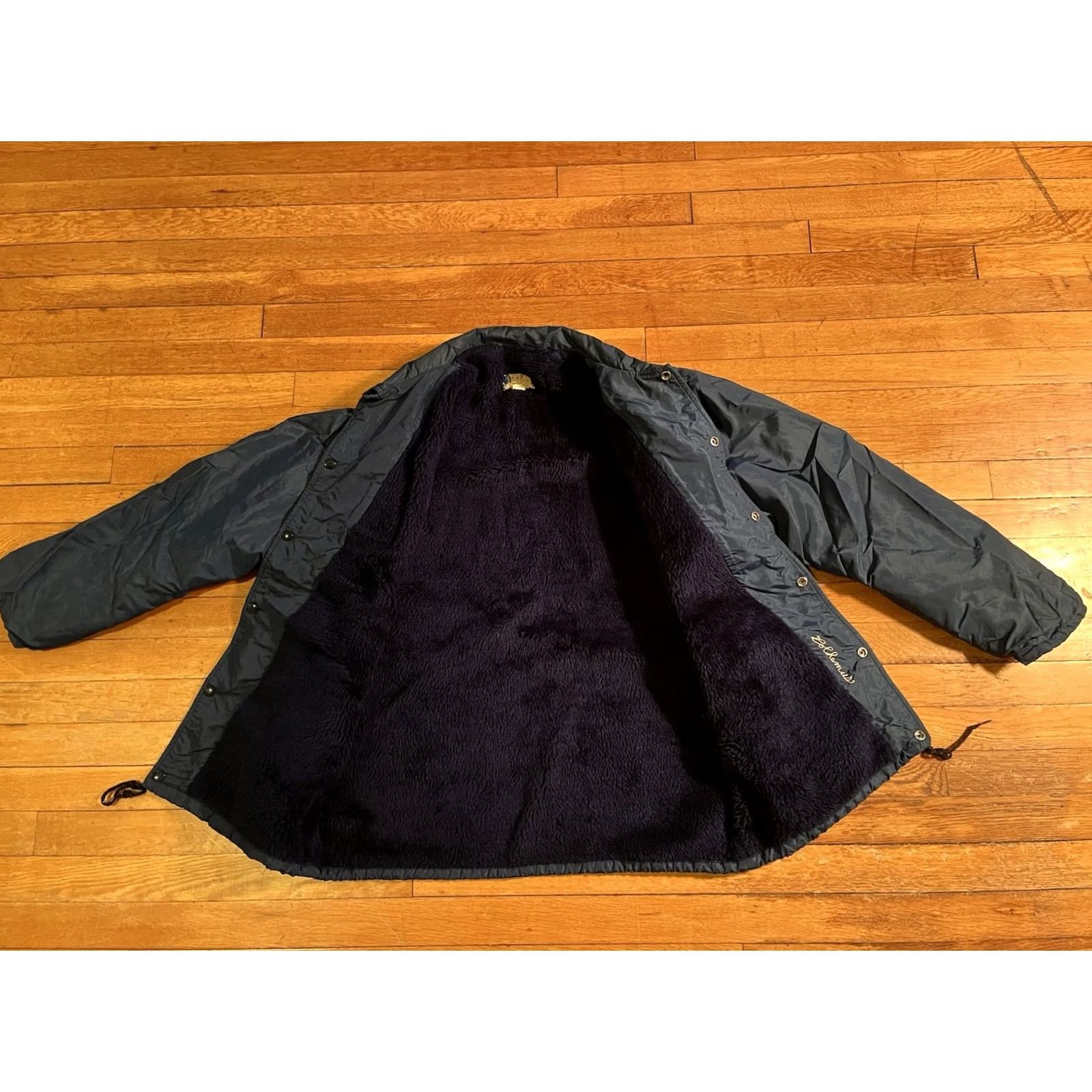 CO VINTAGE Hewitt Mfg New City Fire Engine Co Jacket Mens L Blue Sherpa Lined 60s Fire Engine Co Logo Letterman Stan Embroidered Mens Jacket Size US L / EU 52-54 / 3 - 5 Thumbnail