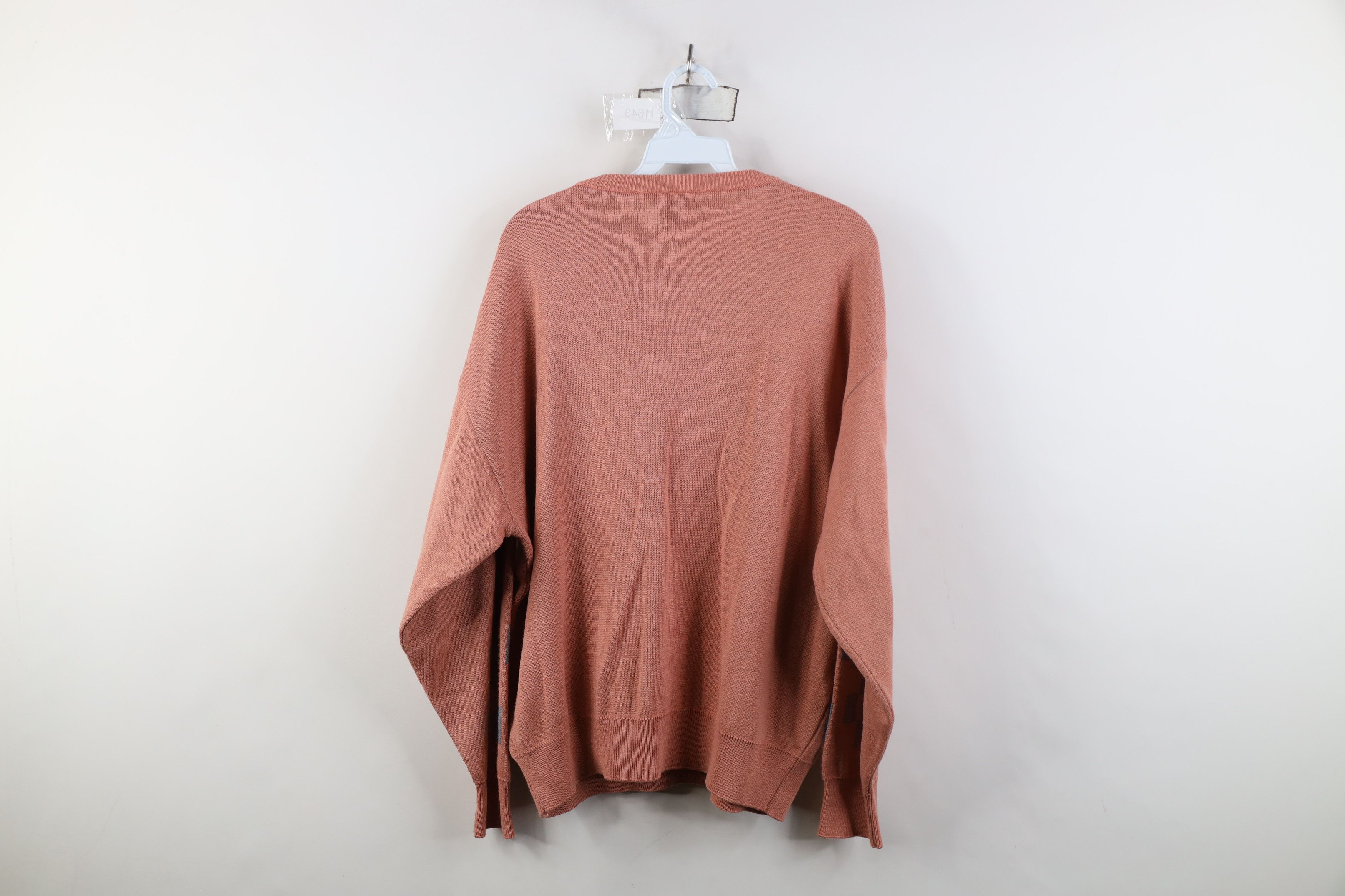 Vintage Vintage 90s Streetwear Wool Blend Knit V-Neck Sweater Pink Size US L / EU 52-54 / 3 - 12 Thumbnail