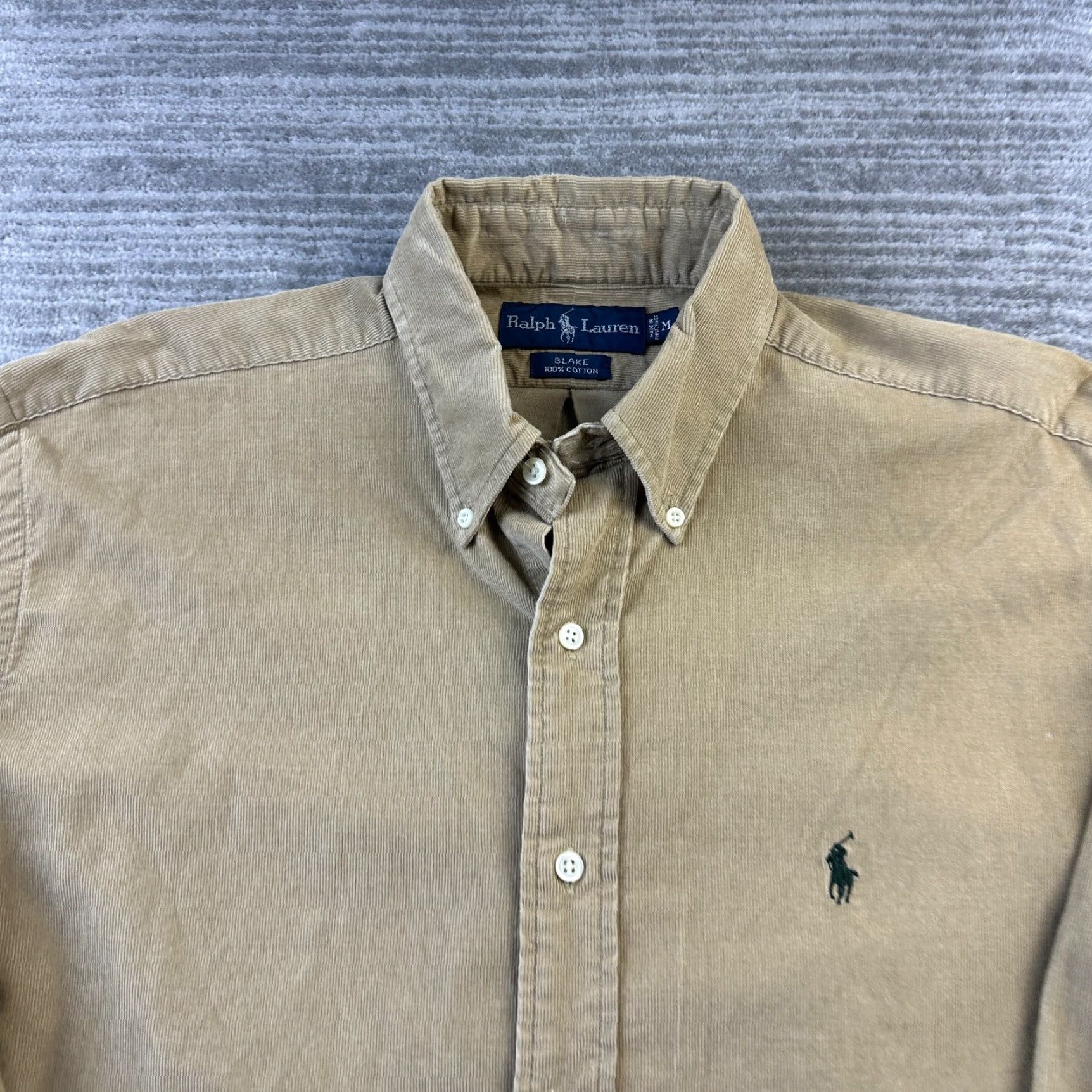 Ralph Lauren Ralph Lauren Shirt Mens Medium Beige Tan Cream Corduroy Pony Button Up Blake Size US M / EU 48-50 / 2 - 3 Thumbnail