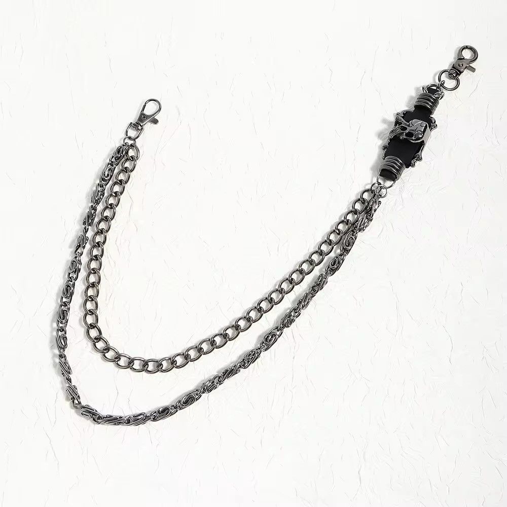 Jewelry Dark Skull Double Layers Pants Skeleton Chain Size ONE SIZE - 5 Thumbnail