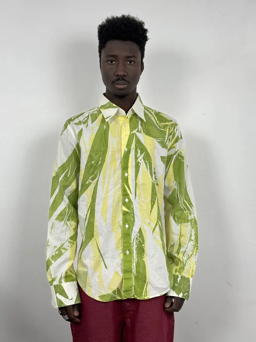2000s Cavalli Overprint Green White Shirt