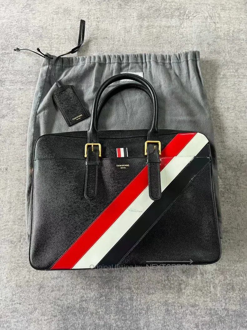 Thom Browne Lizard Patterned Striped Briefcase