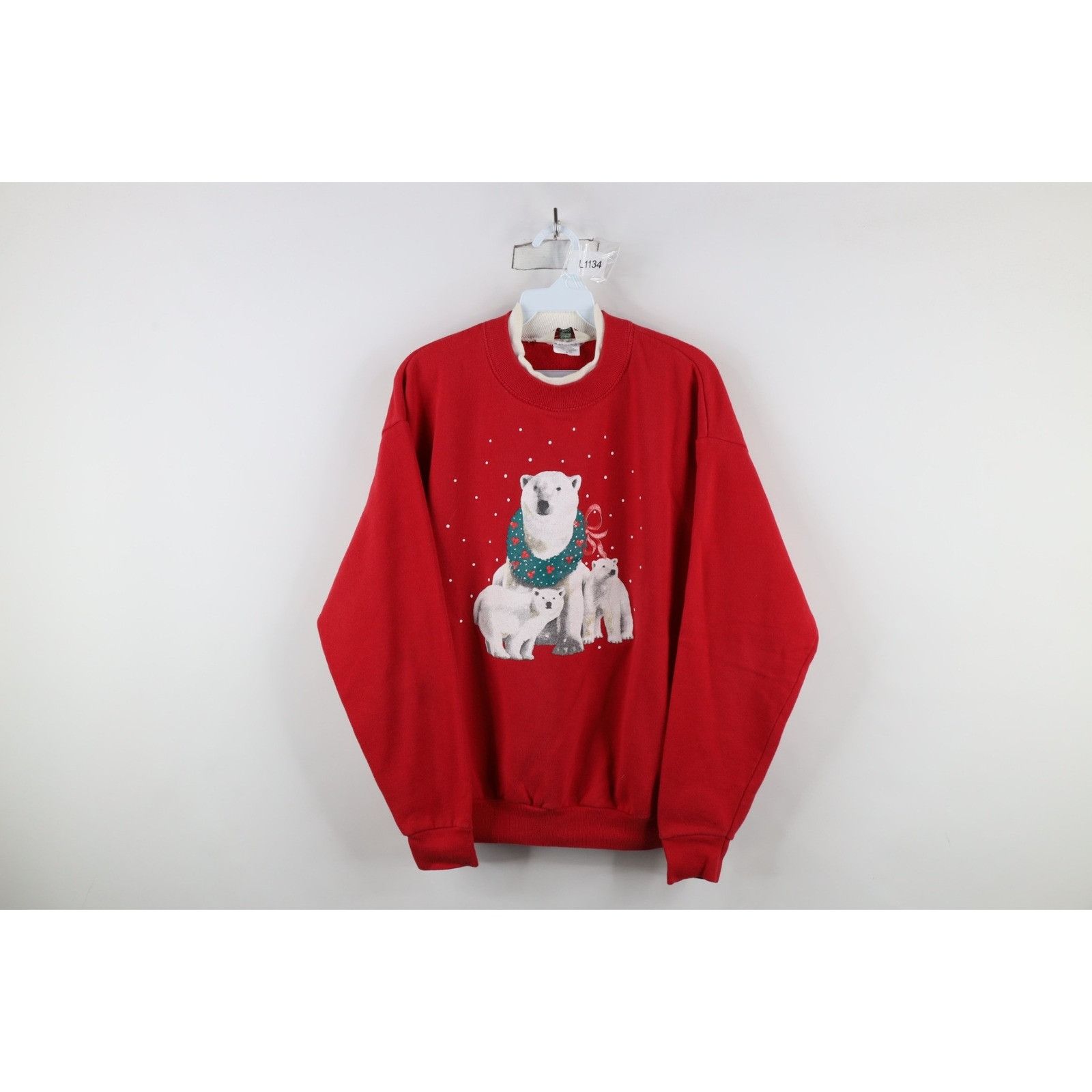 Orvis Vintage 90s Orvis Christmas Polar Bear Sweatshirt Size M / US 6-8 / IT 42-44 - 1 Thumbnail