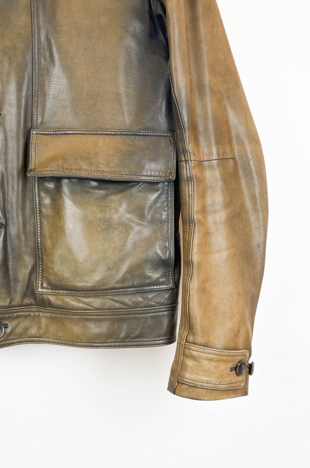 Gucci Gucci Vintage Distressed Leather Field Jacket – Size 50 Size US M / EU 48-50 / 2 - 6 Thumbnail
