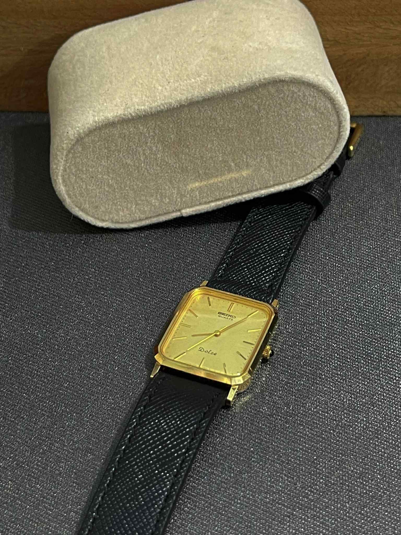 Seiko Dolce Vintage Quartz 7731-5240 Gold Square Dress Watch