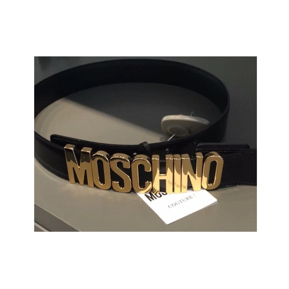 Moschino Moschino Couture Jeremy Scott SHINY LEATHER BELT GOLD LOGO Size ONE SIZE - 7 Thumbnail