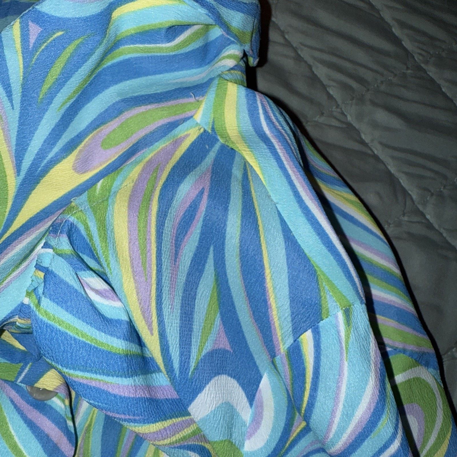 Sears Vintage Sears Blue Swirl Mod Bright Granny House Dress Sz L Size L / US 10 / IT 46 - 10 Thumbnail