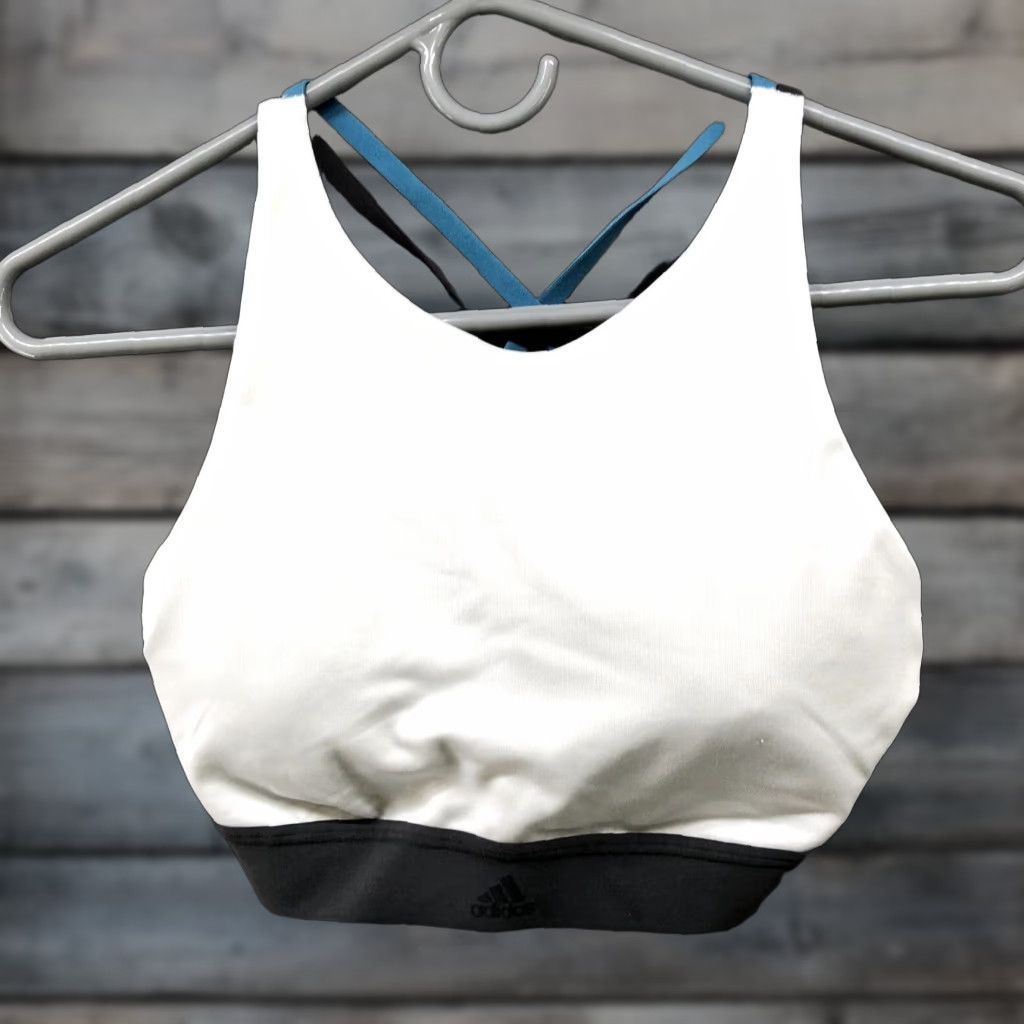 Adidas Adidas Sports Bra Womens S White A/B Cup Padded Strappy Back Active Pullover Size S / US 4 / IT 40 - 1 Thumbnail
