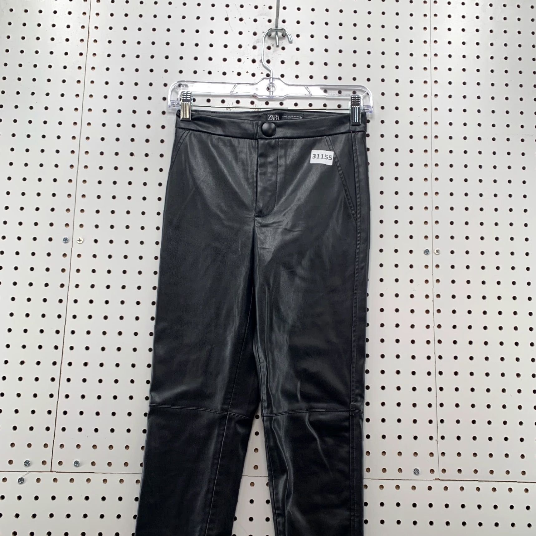 Zara Zara Pants Womens XS Faux Leather Black Tapered 25x27 NWT Size 42" / US 20 - 2 Thumbnail