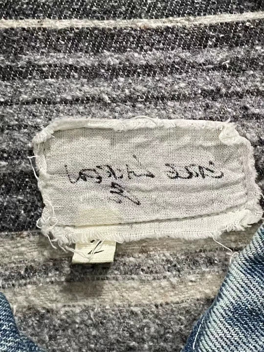 Greg Lauren Denim Shearling Patchwork Jacket