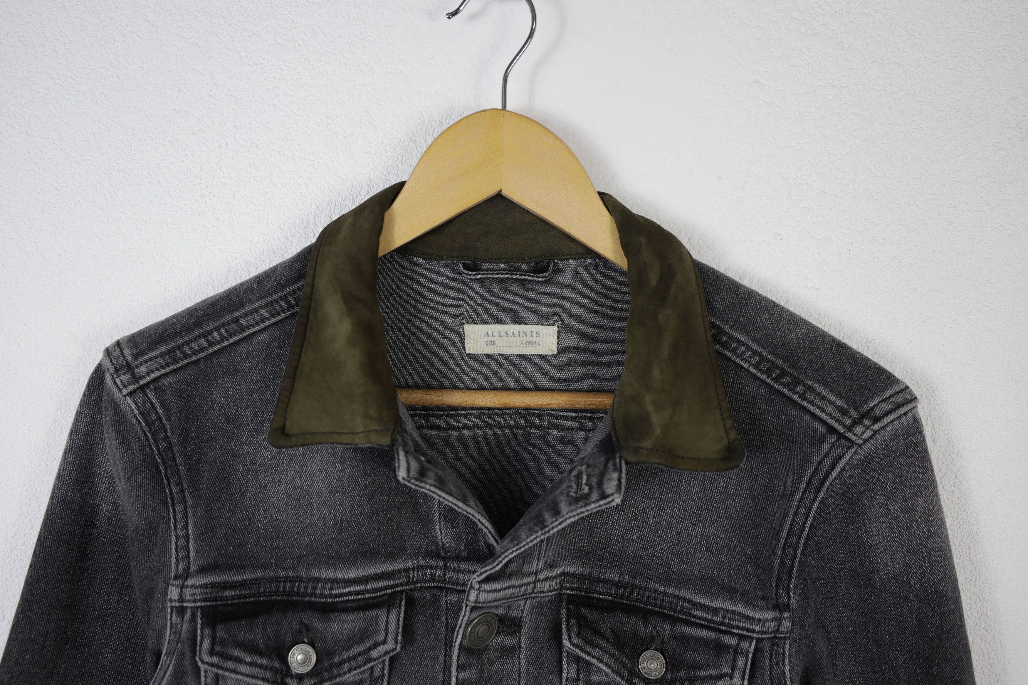 Allsaints Allsaints Jeans Track Suede Collar Creagan Denim Jacket Size US XS / EU 42 / 0 - 4 Thumbnail