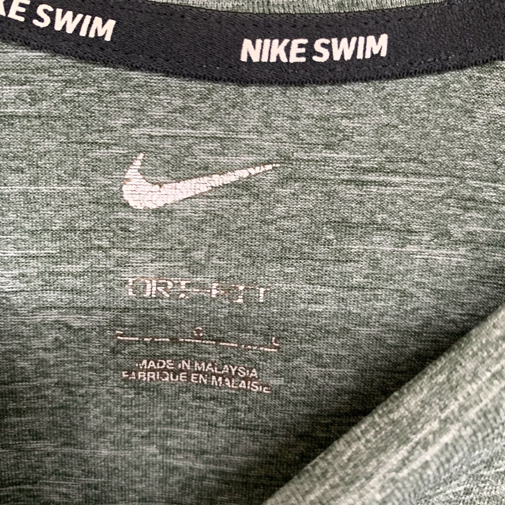 Nike Nike Swim Men's Short Sleeve Shirt Dri-Fit UPF 40+ Sage White Swoosh L Size US L / EU 52-54 / 3 - 7 Thumbnail