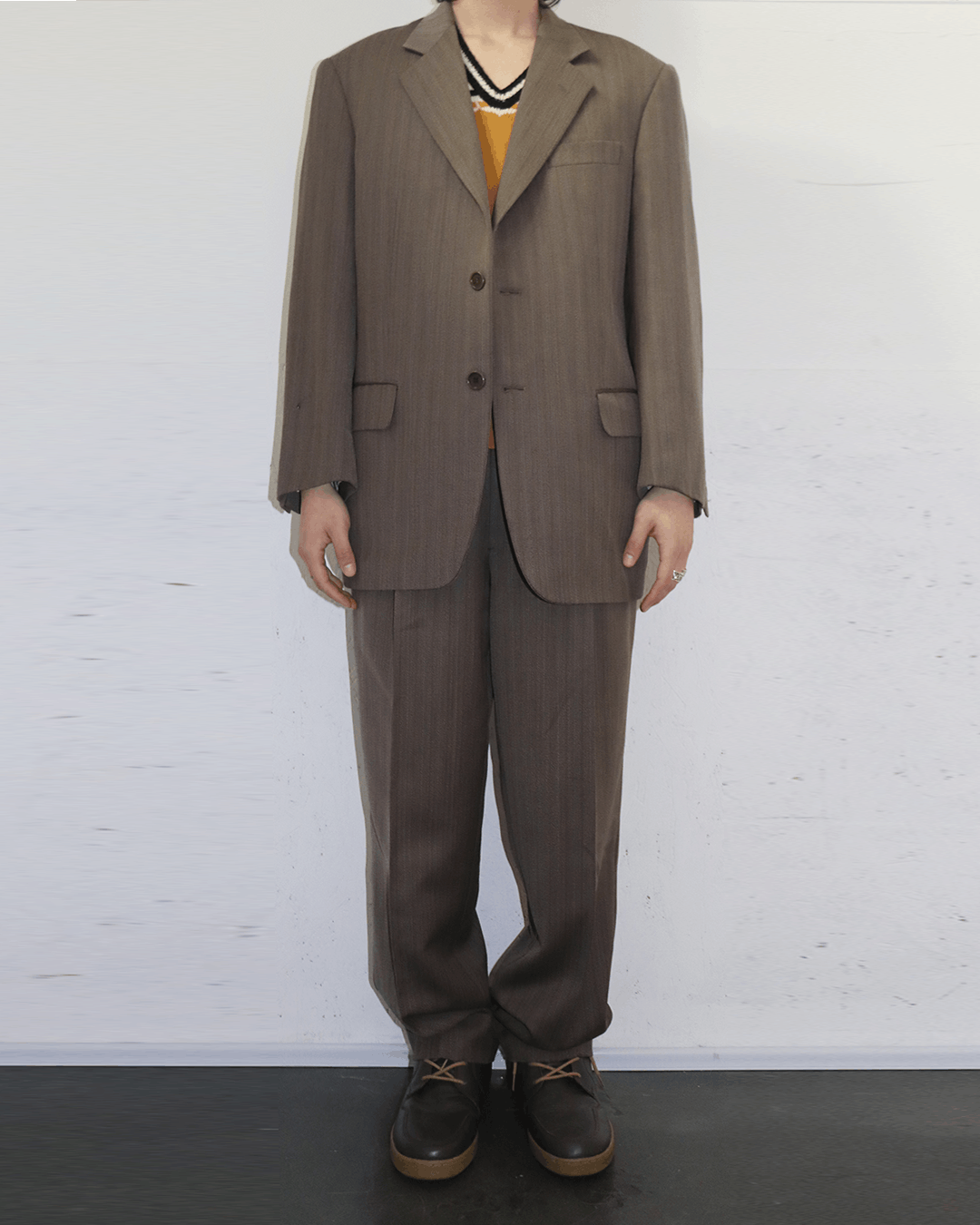 Valentino Valentino Uomo Early 90s Herringbone Suit Set Up Size 40R - 2 Thumbnail