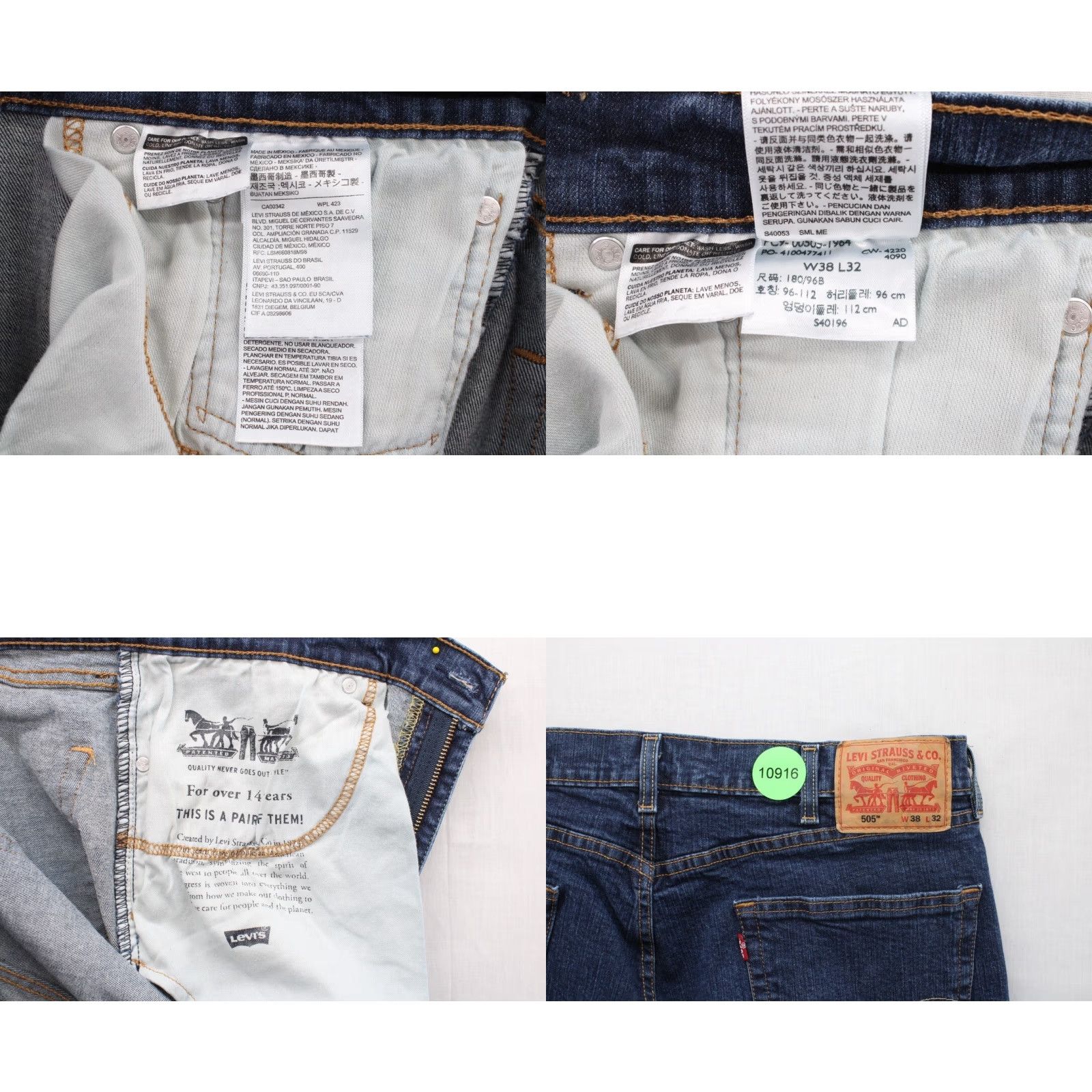 Levi's Levi's 505 Jeans Men's 38x32 Blue Denim Cotton Blend Straight Leg Regular Fit Size US 38 / EU 54 - 8 Thumbnail