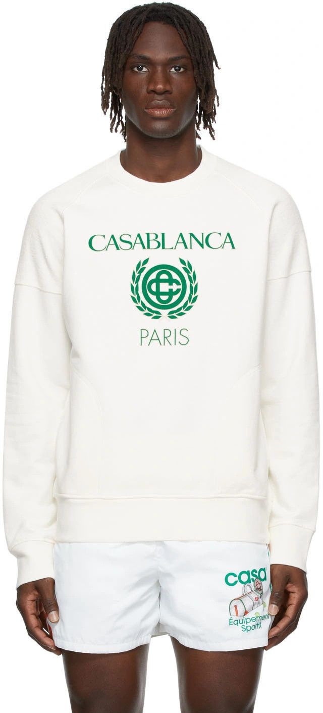 Casablanca Off White Embroidered Crest Logo Sweatshirt Size XS / US 0-2 / IT 36-38 - 2 Thumbnail