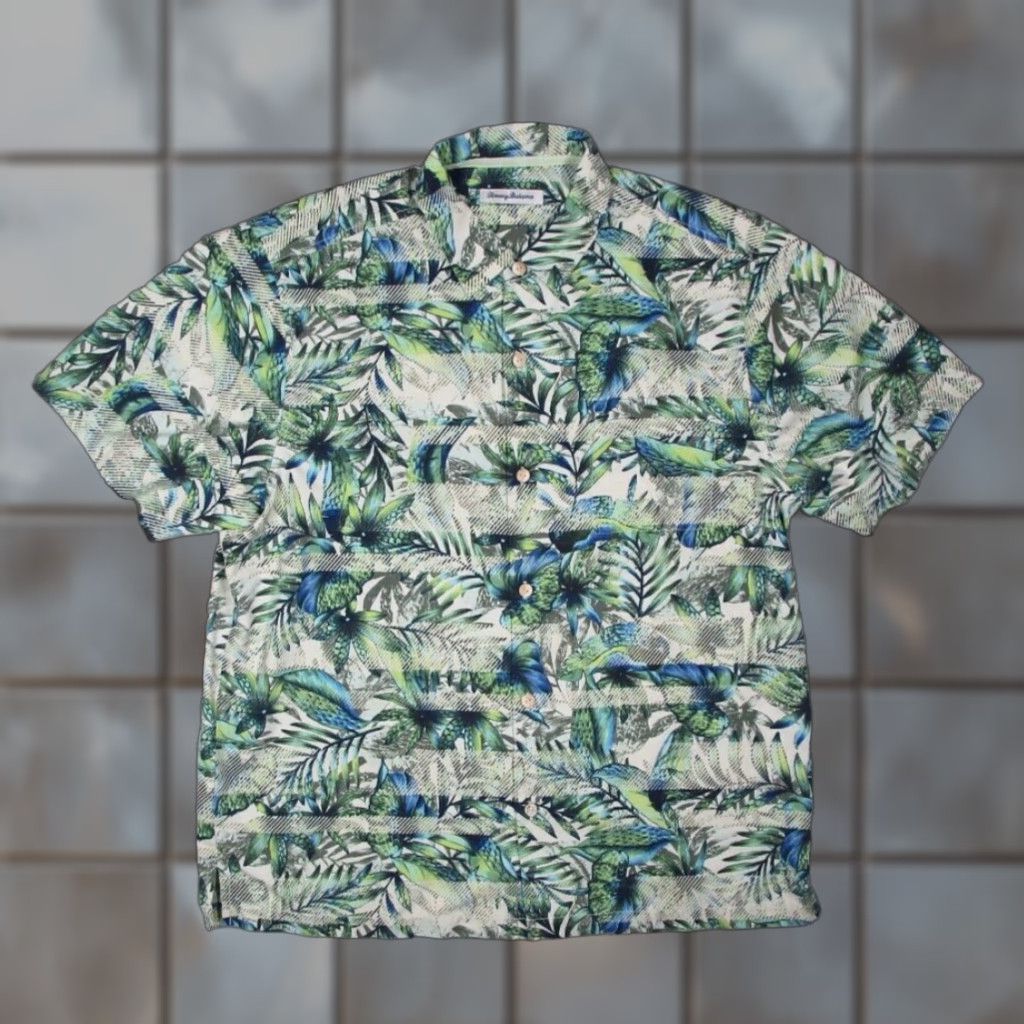 Tommy Bahama Tommy Bahama Shirt Mens XL Green Button Up Silk Coolmax Hawaiian Size US XL / EU 56 / 4 - 1 Thumbnail