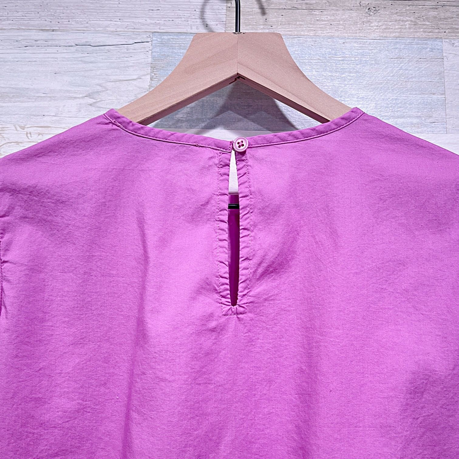 Loft LOFT Eyelet Puff Sleeve Top Purple Coton Womenst XXSP Size XXS / US 00 / IT 34 - 5 Thumbnail