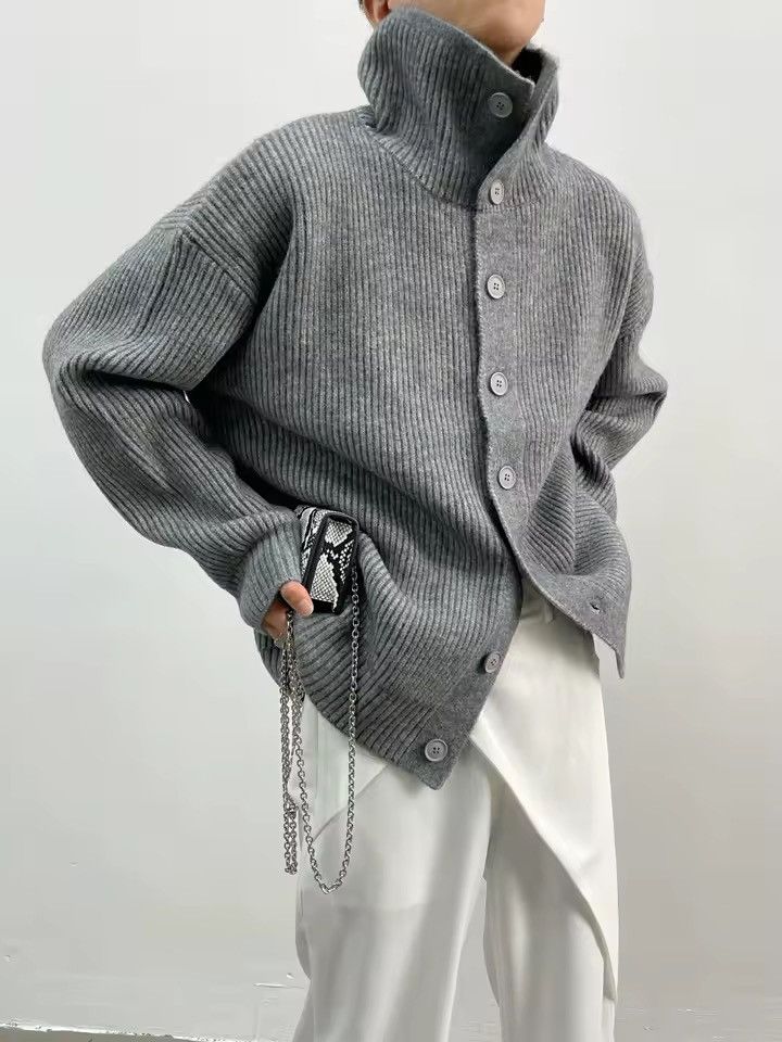 Other Knitted Turtleneck Streetwear Loose Lazy Cardigan Sweater Size US M / EU 48-50 / 2 - 1 Thumbnail