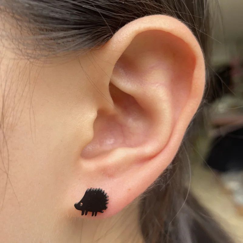 Jewelry Hedgehog Mini Stud Earrings Charm Earring Gift Size ONE SIZE - 2 Thumbnail