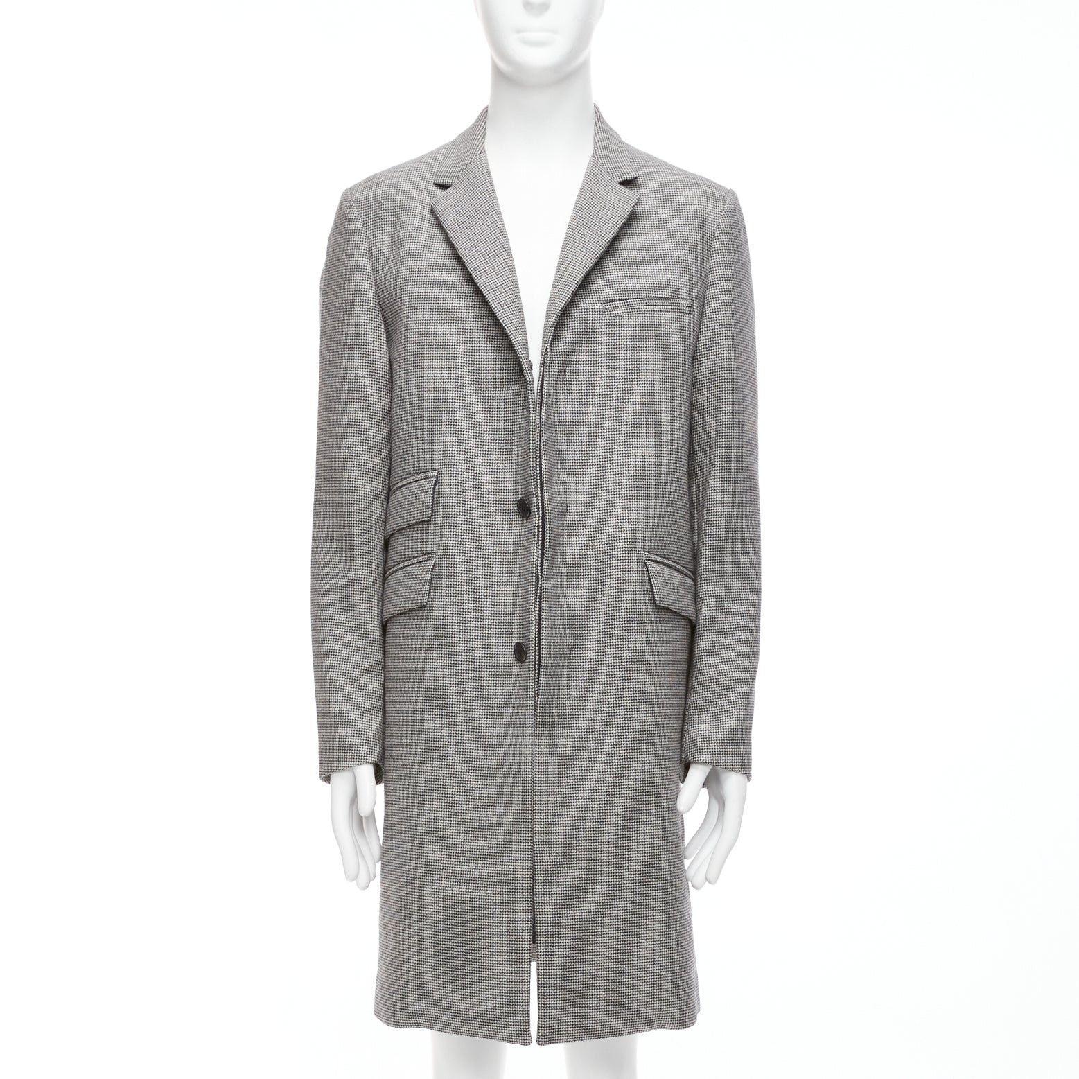 Marni MARNI grey houndstooth wool blend invisible placket longline coat IT48 M Size US M / EU 48-50 / 2 - 1 Thumbnail