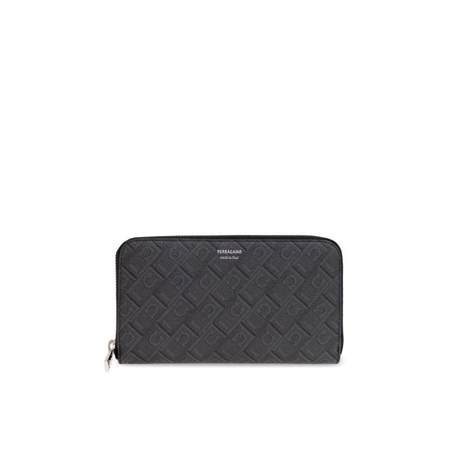 Salvatore Ferragamo FERRAGAMO Nero Grigio Monogram Canvas Wallet New & Authentic Size ONE SIZE - 1 Thumbnail