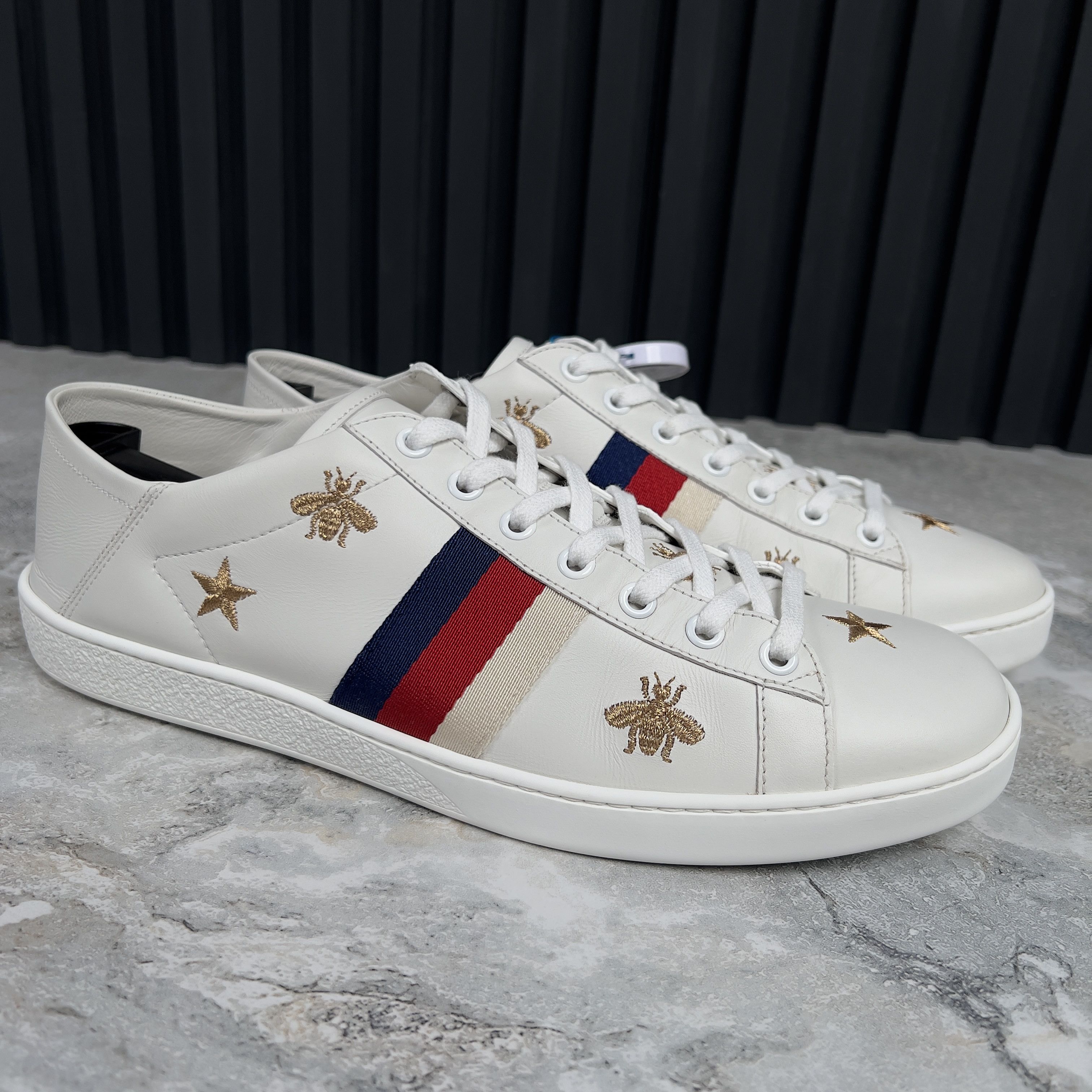 Gucci Ace Web Sneakers Stars Bees Embroidered Leather Size US 11 / IT 41 - 6 Thumbnail