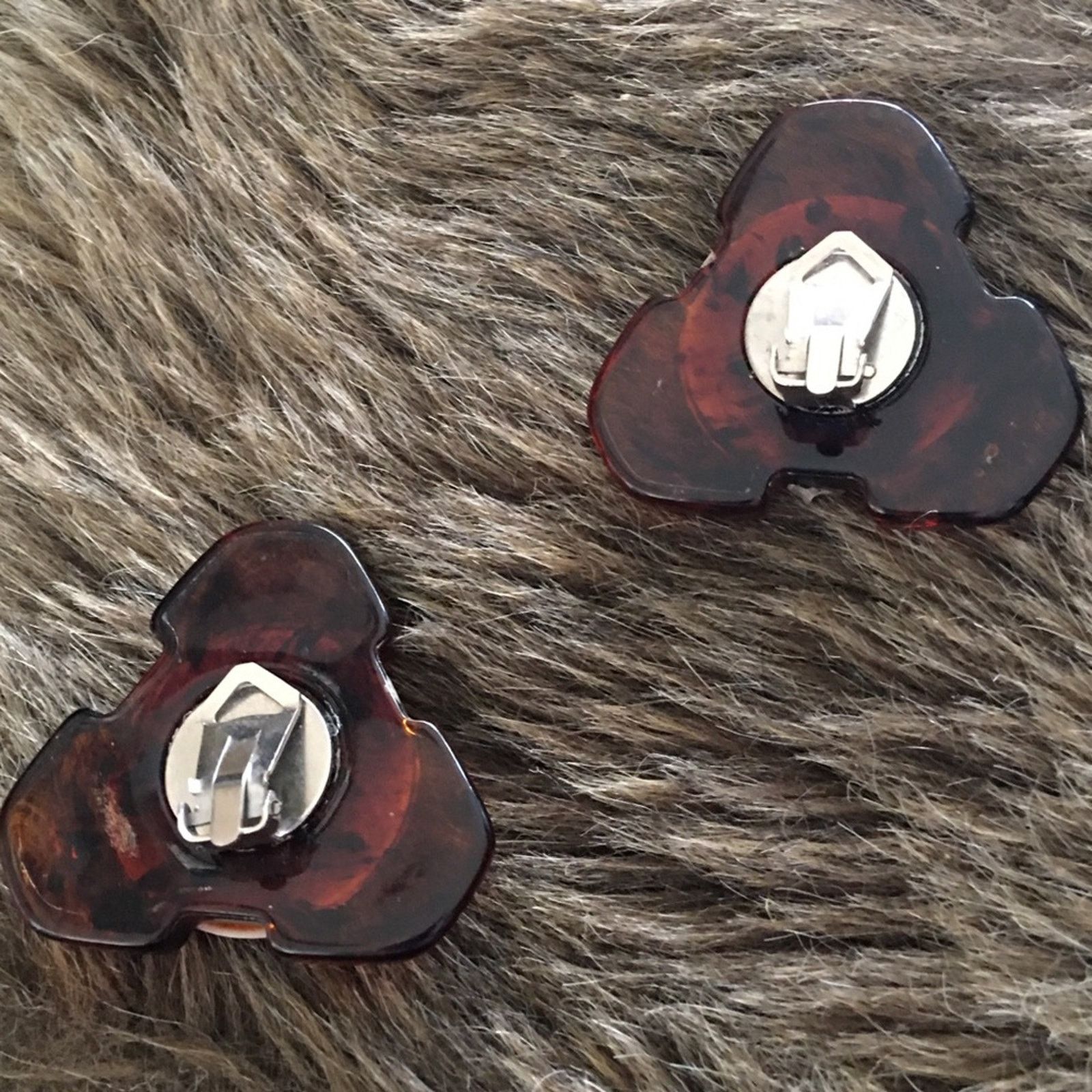 Vintage Vintage 80s large animal print resin clip earrings Size ONE SIZE - 2 Thumbnail