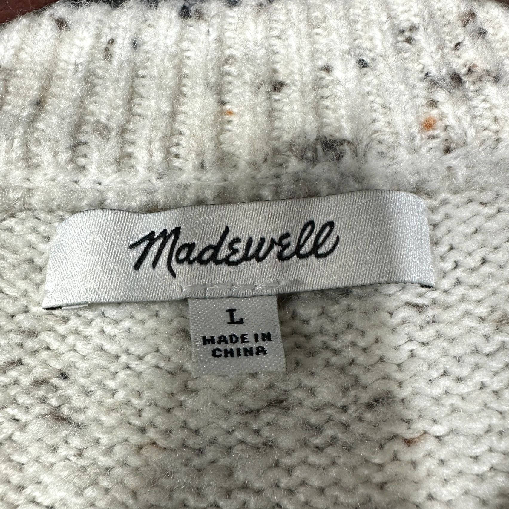 Madewell Madewell Button Sleeve Sweater Dress Knit Cream Speckled H3614 Large Beige Women Cardigan Dress Knit Size L / US 10 / IT 46 - 6 Thumbnail