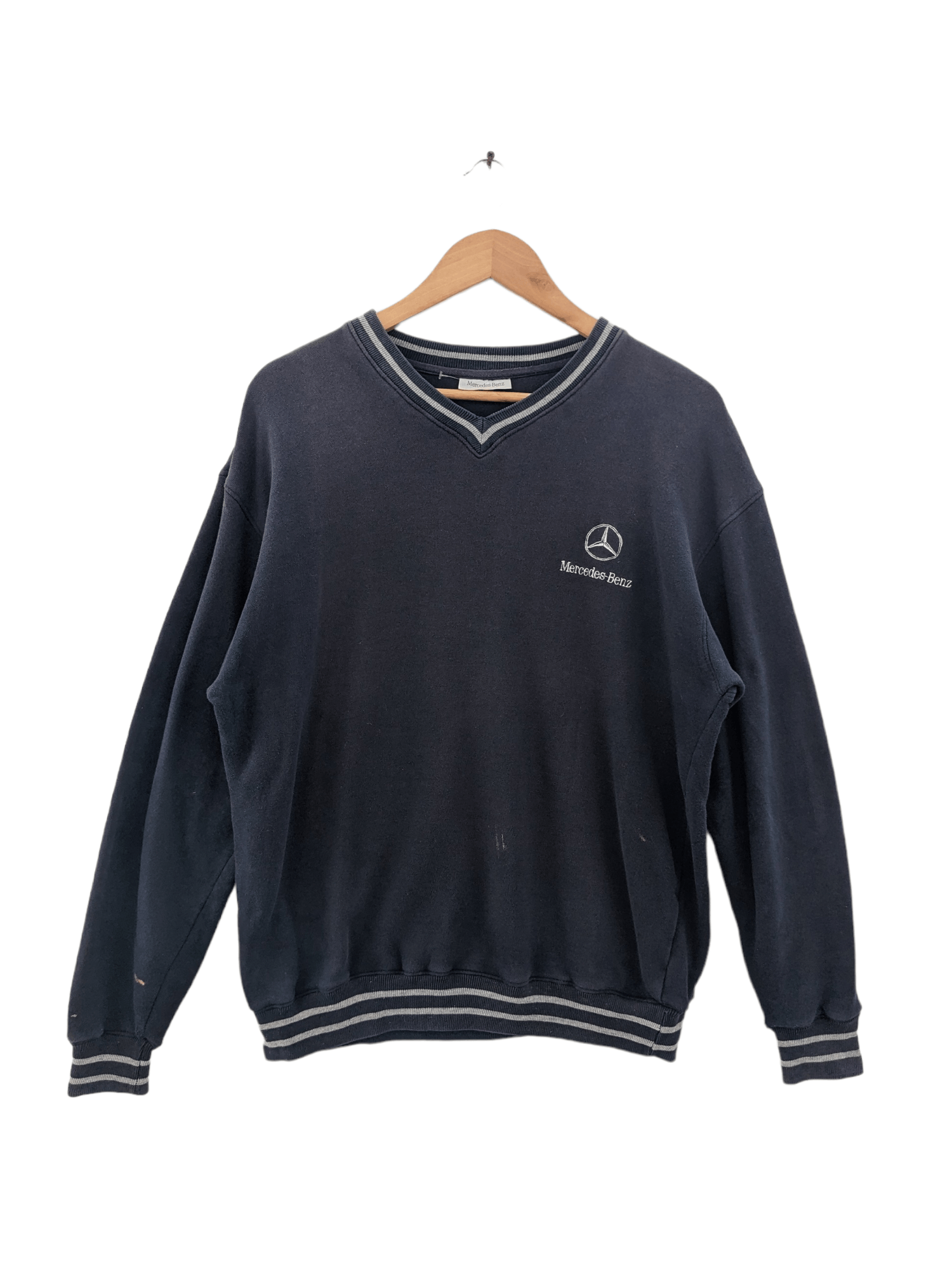 Mercedes-Benz × Vintage Vintage Mercedes Benz Sweatshirt V Neck Faded Size US M / EU 48-50 / 2 - 1 Thumbnail