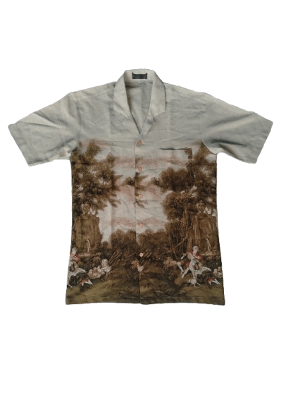 Seditionaries Vintage 80s Print Polo Shirt Louis Aubusson Painting Size US M / EU 48-50 / 2 - 1 Thumbnail