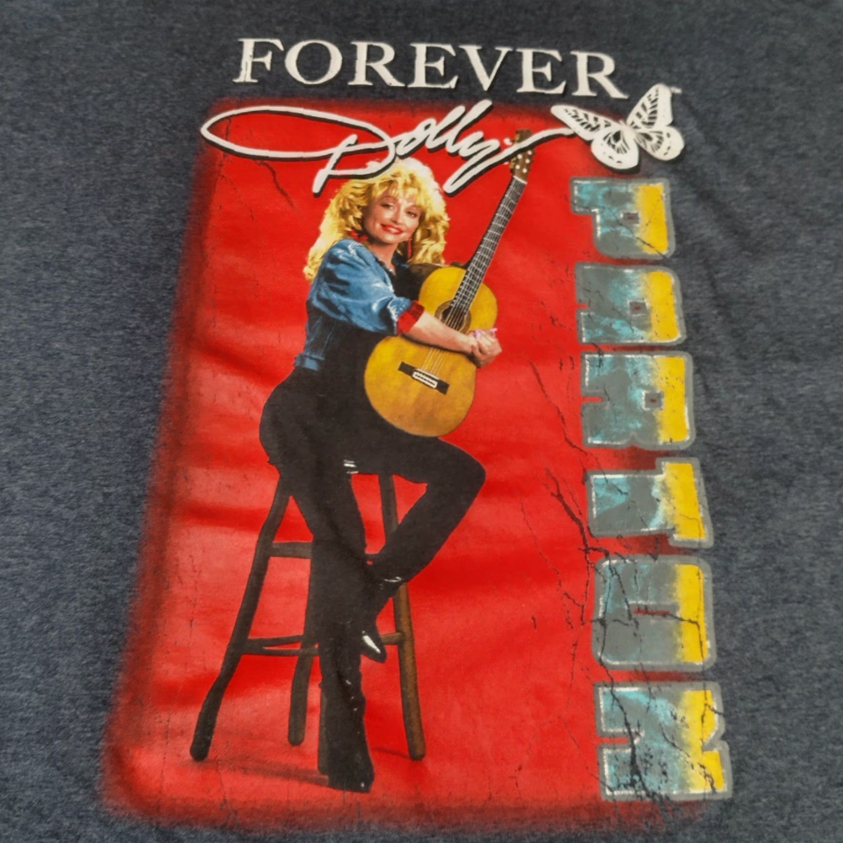 Mad Engine Dolly Parton Shirt XL Blue Graphic Tee Country Music Guitar Butterfly Mad Engine T-Shirt Men Adults Size US XL / EU 56 / 4 - 2 Thumbnail