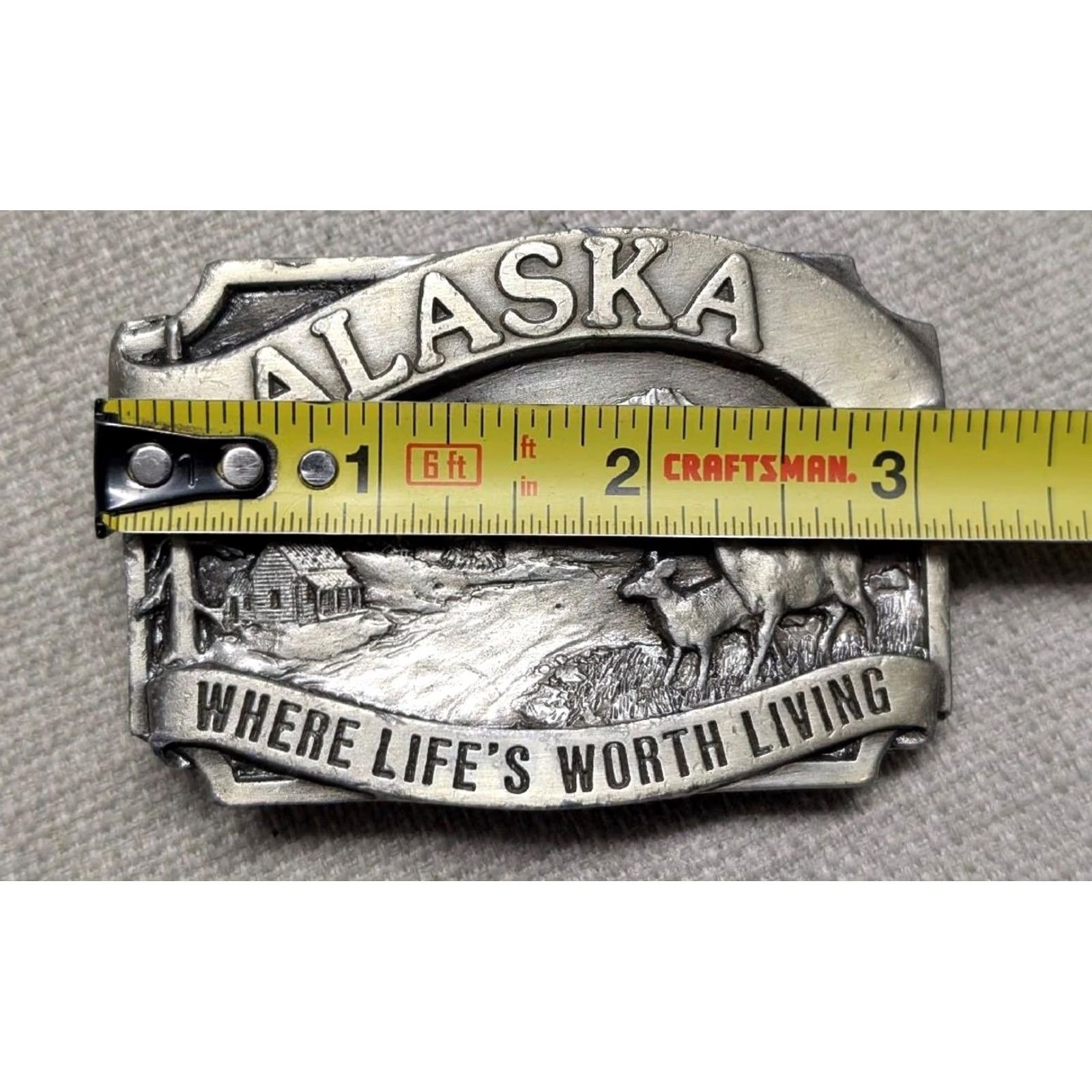 Vintage VINTAGE ALASKA belt buckle Men pewter USA Nature 1980s Western Deer life if worth living XS? Size ONE SIZE - 4 Thumbnail