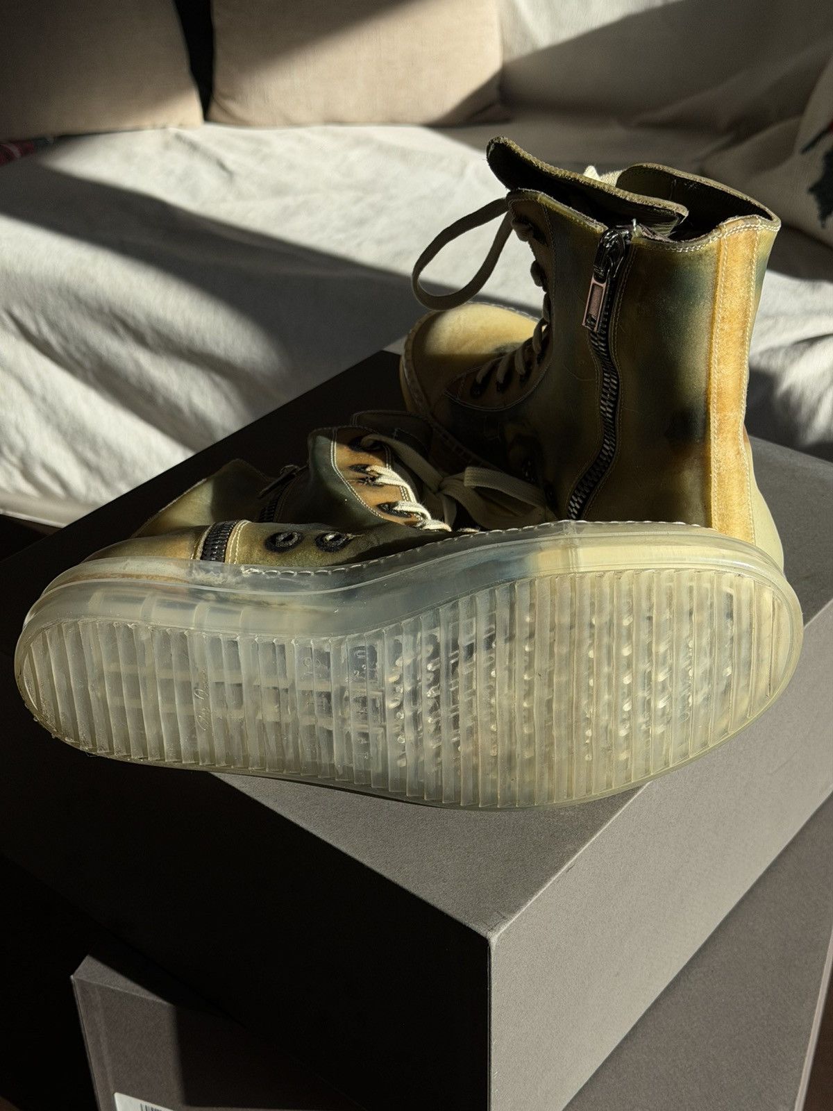 Rick Owens Rick Owens SS19 Babel No Cap High Top Transparent Leather Size US 12 / EU 45 - 13 Thumbnail